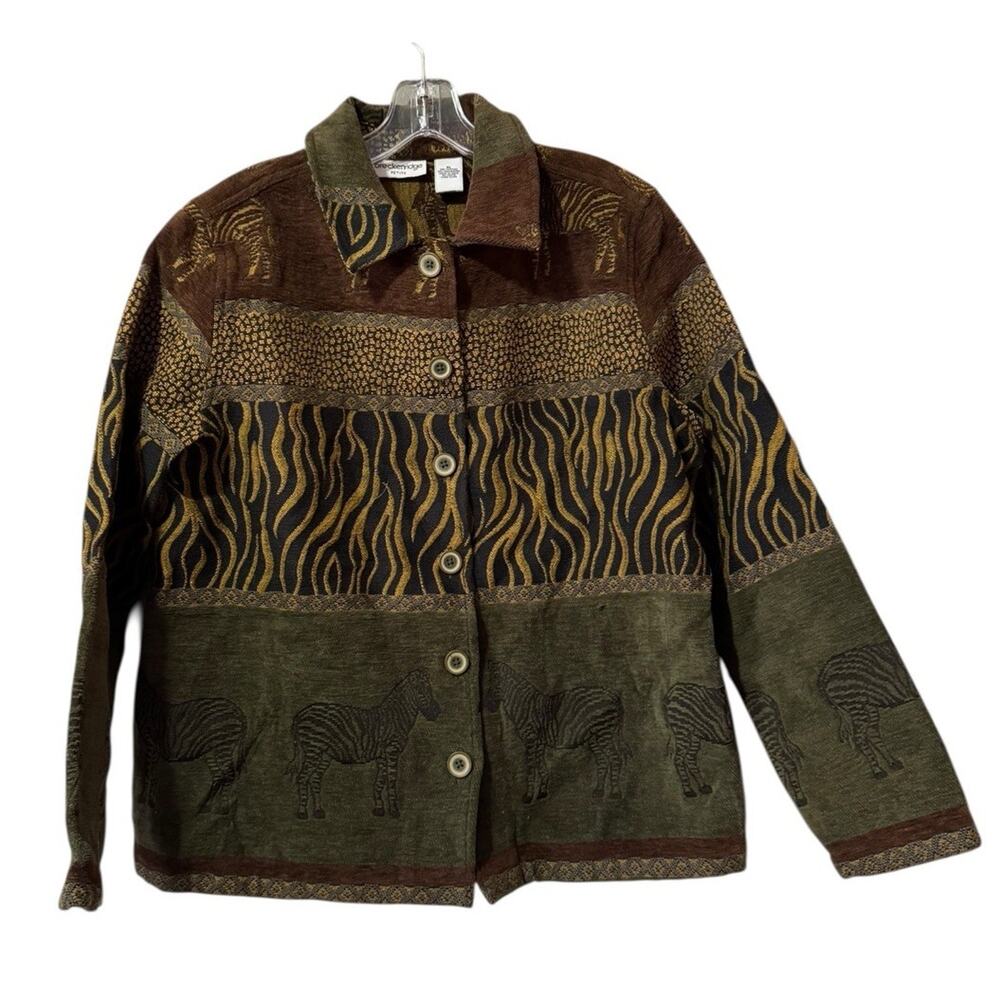 Breckenridge Zebra Tapestry Jacket size PL Petite Large Women Vintage‎ Buttons